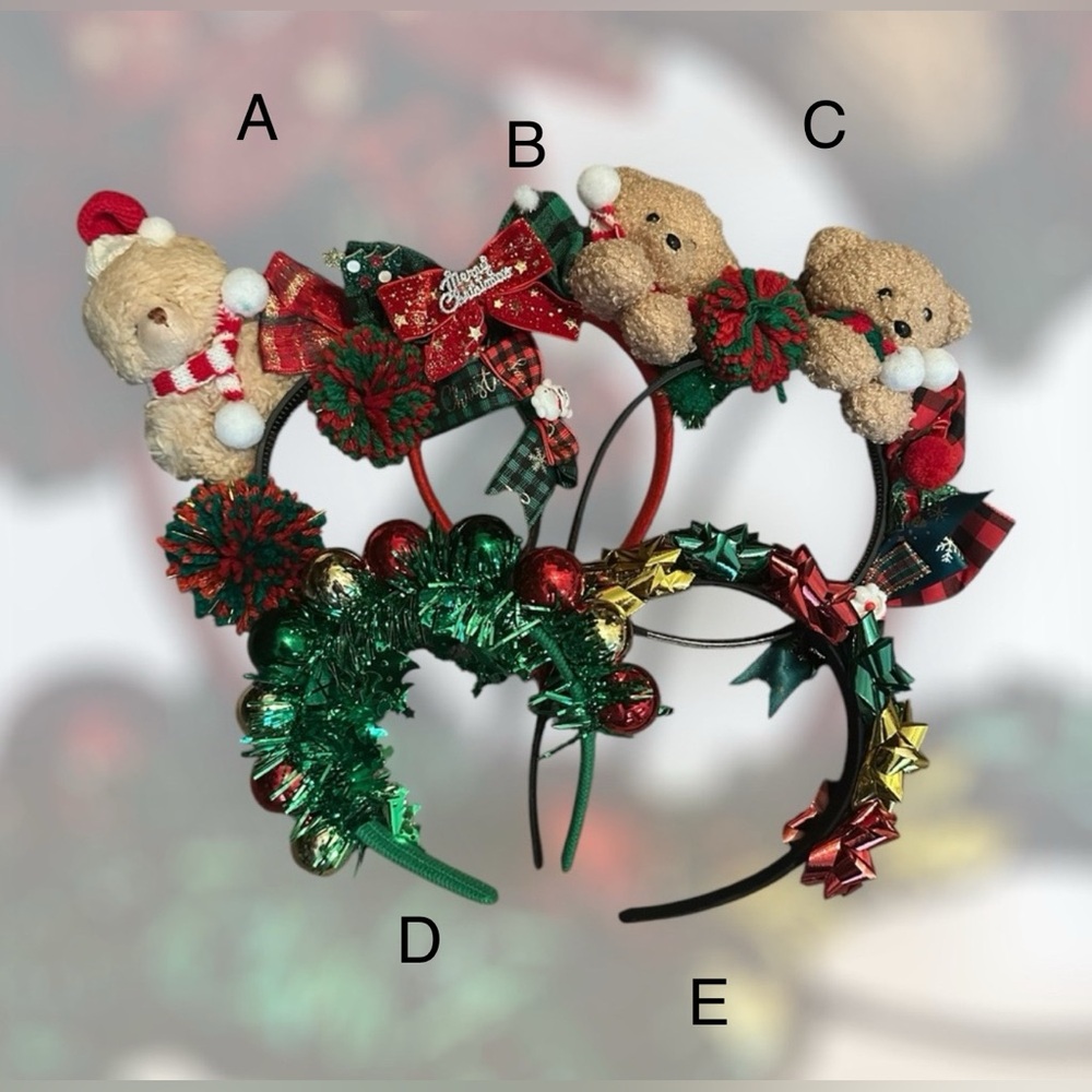 Festive Bear and Bow Headband Set